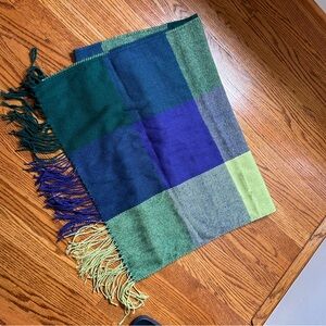 Colorful Plaid Scarf with Fringe
